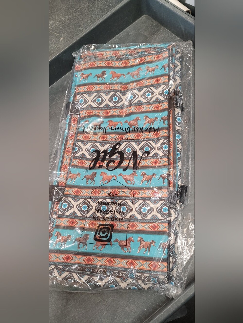 Turquoise Horse Pattern Western Ngil Brand Utility Tote New